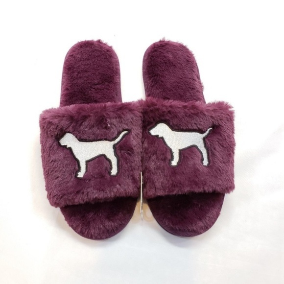 Victoria's Secret PINK Faux Fur Slippers M ~ CX16 - Picture 5 of 7
